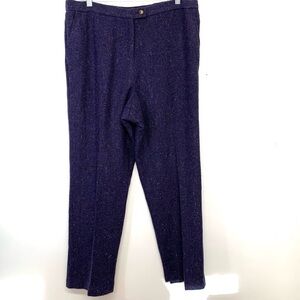 Orvis Wool Trouser Pants Woman 16W Blue Tweed Pockets Straight Lined Classic